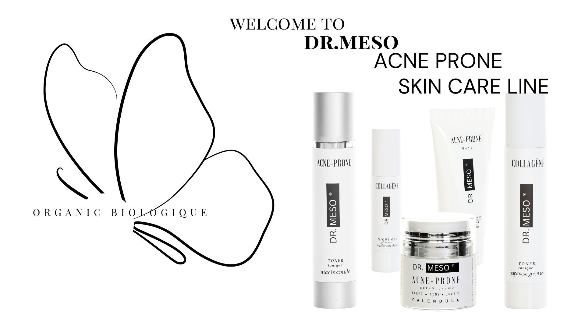 Dr. Meso Acne Prone kit with Organic Biologique butterfly logo