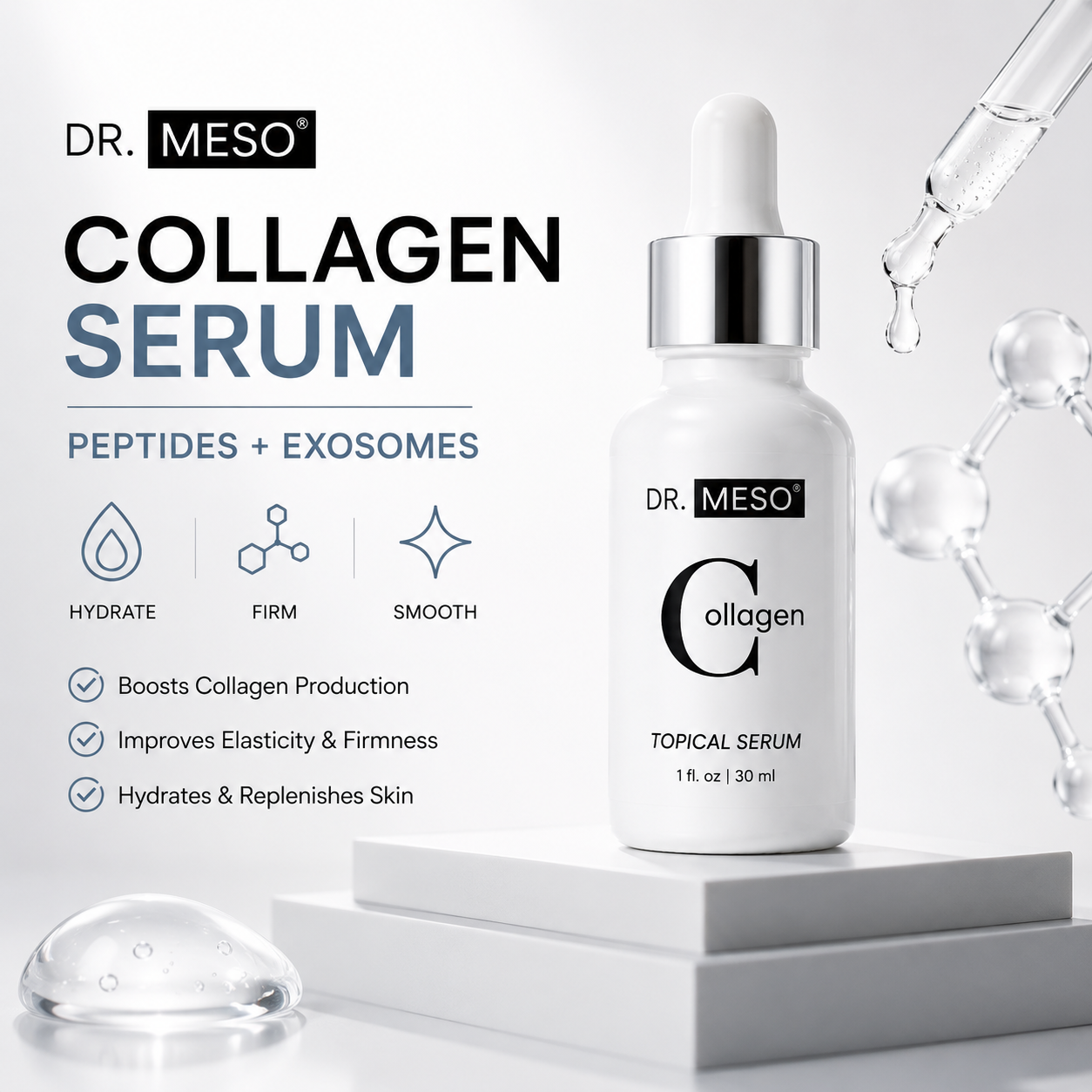 DR.MESO Collagen Peptide Serum before and after anti-aging skincare results