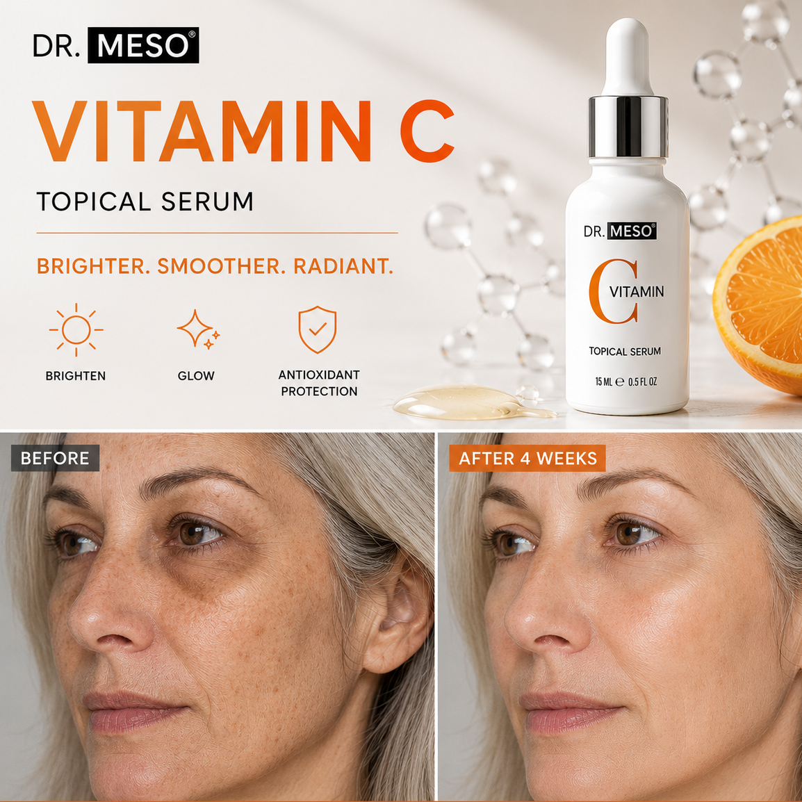 DR.MESO Vitamin C Serum with antioxidant protection for brighter, smoother-looking skin and improved skin tone