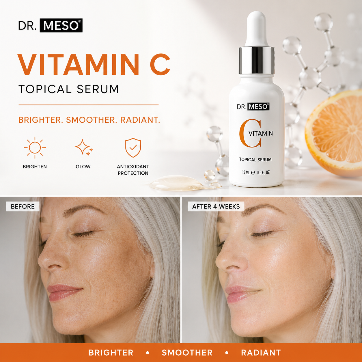 DR.MESO Vitamin C Serum with antioxidant protection for brighter, smoother-looking skin and improved skin tone