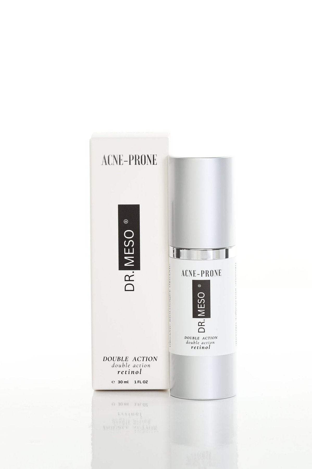 Packaging of retinol serum designed for acne-prone skin.