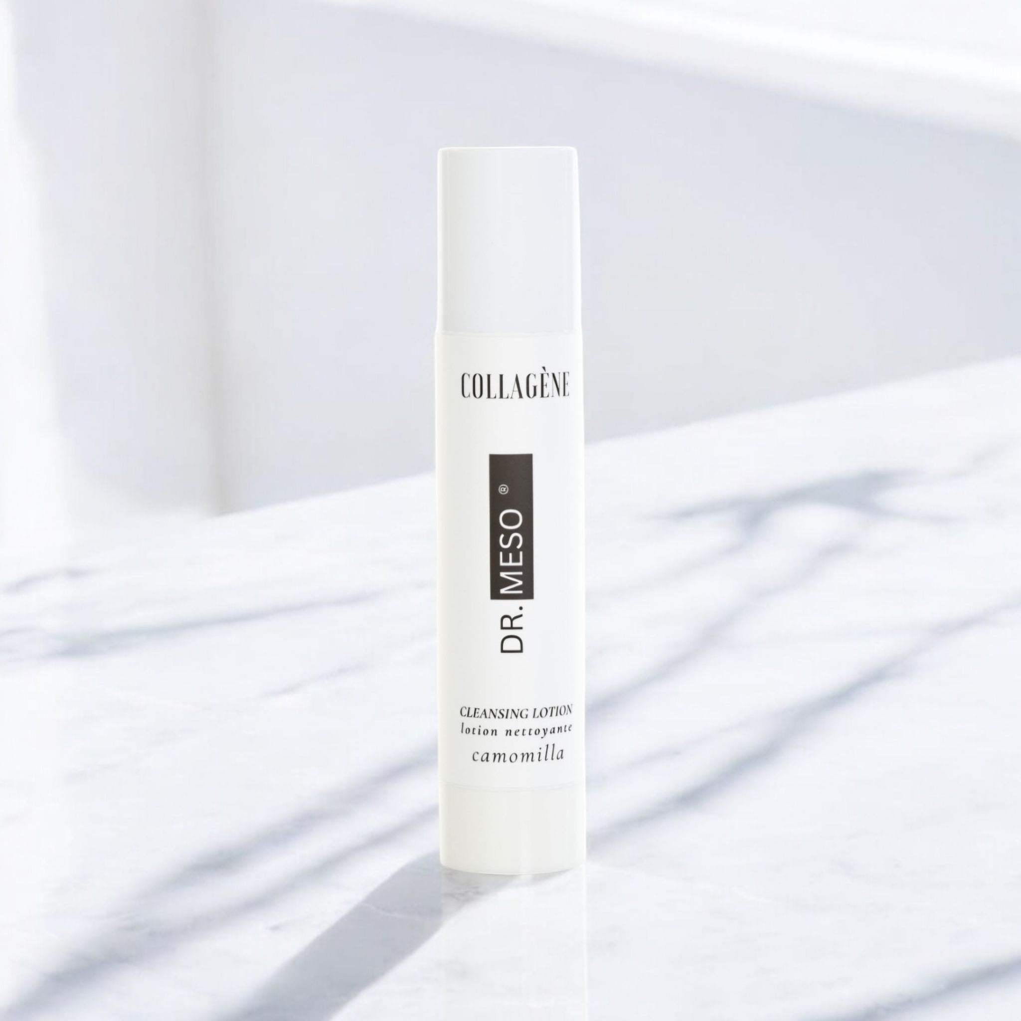 Gentle cleansing lotion with collagen for soft, hydrated skin.