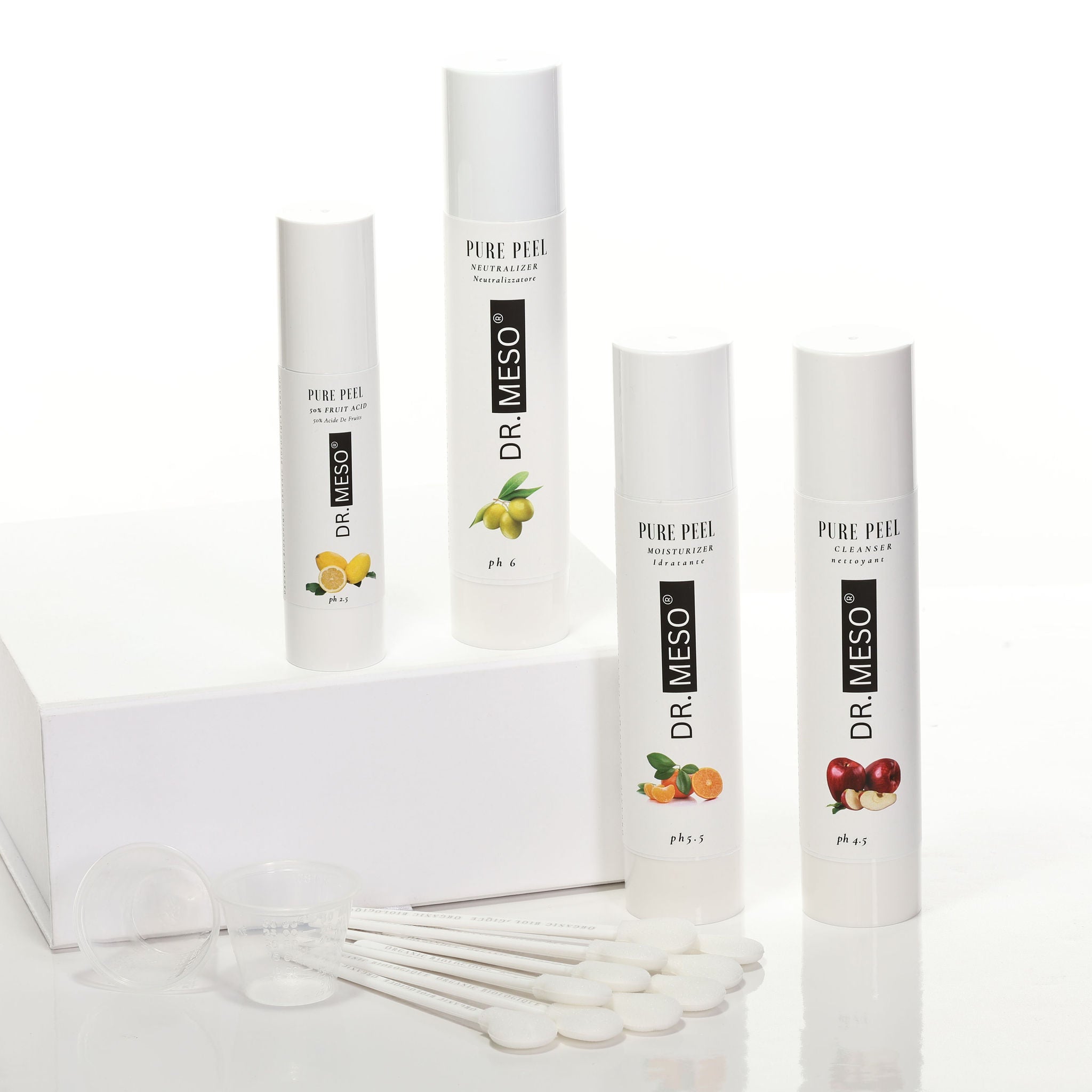 Dr.Meso peeling set on white background
