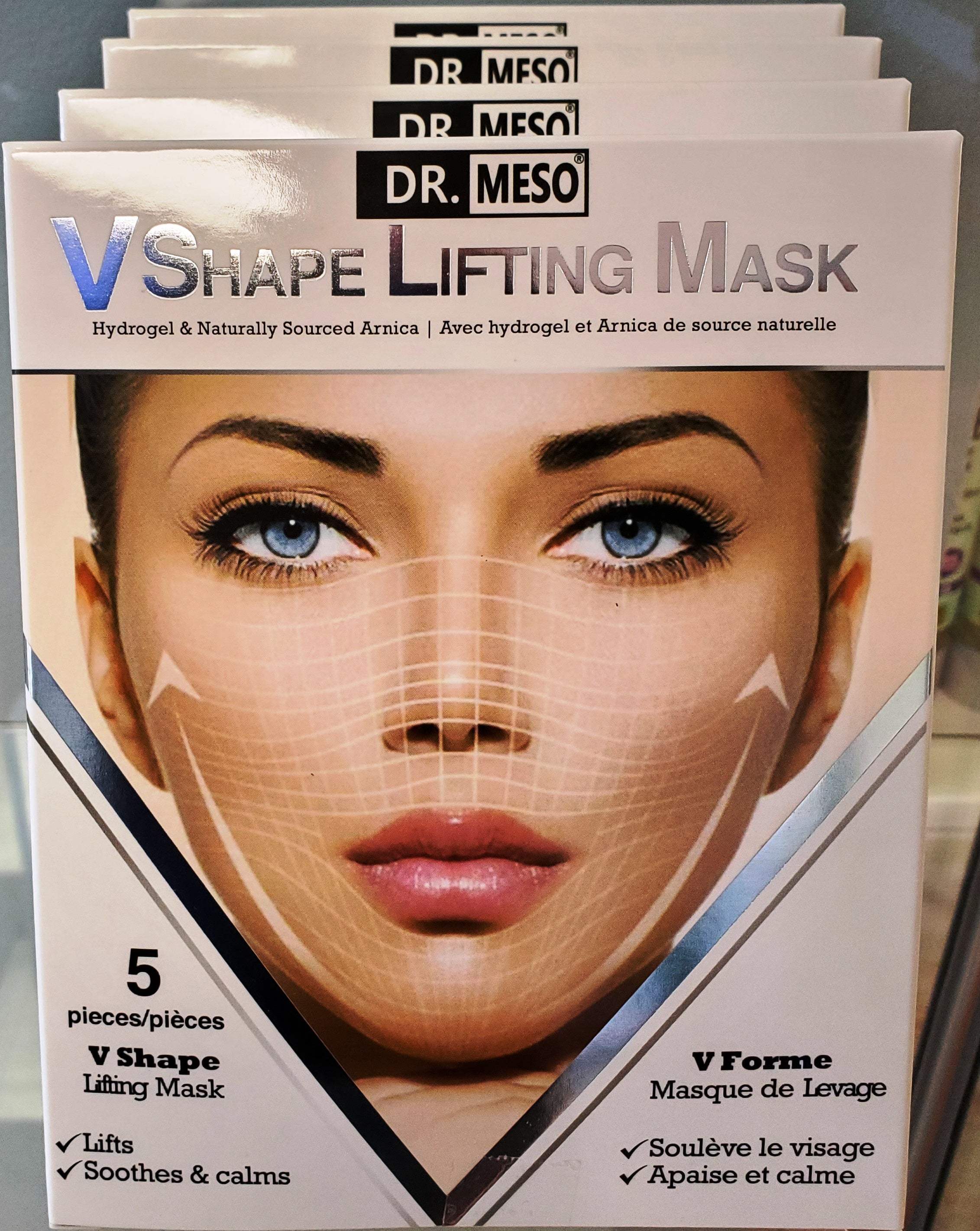 Individual packets of V-Shape Lifting Mask for firming and contouring the face.